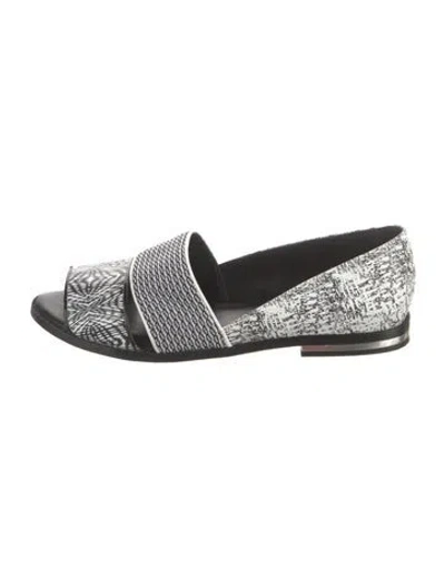 Pre-owned Rebecca Minkoff Leather Printed Slides In Neutral