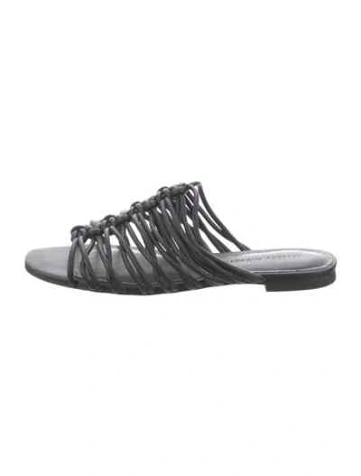 Pre-owned Rebecca Minkoff Leather Slides In Black