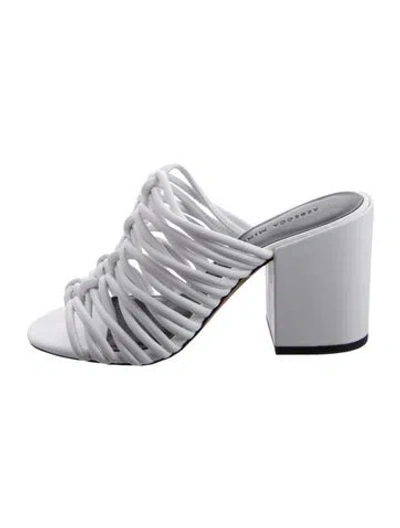 Pre-owned Rebecca Minkoff Leather Slides In Silver