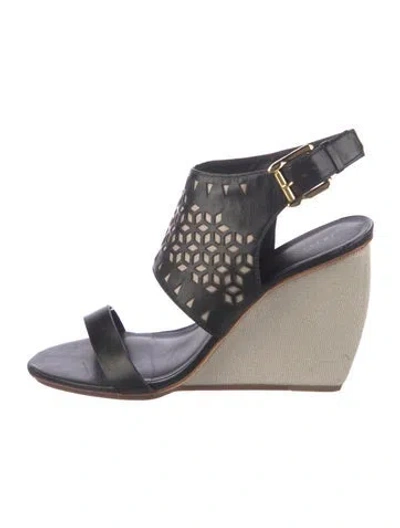 Pre-owned Rebecca Minkoff Leather Slingback Sandals In Black