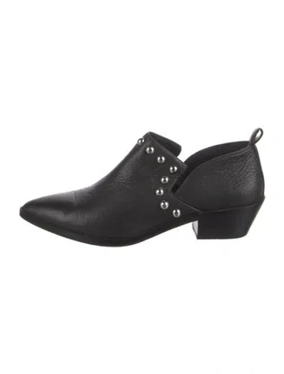Pre-owned Rebecca Minkoff Leather Studded Accents Boots In Black