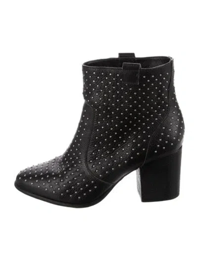 Pre-owned Rebecca Minkoff Leather Studded Accents Boots In Black