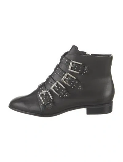 Pre-owned Rebecca Minkoff Leather Studded Accents Boots In Black
