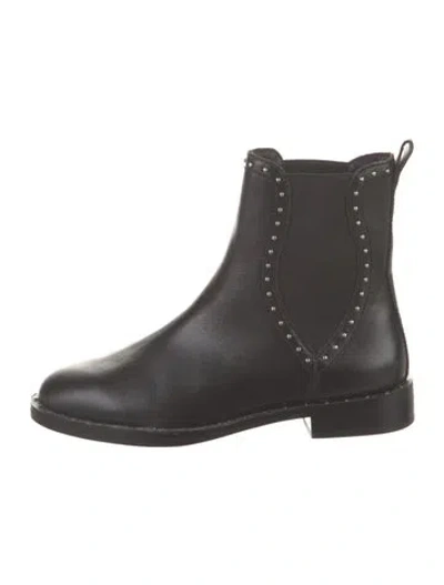 Pre-owned Rebecca Minkoff Leather Studded Accents Chelsea Boots In Black