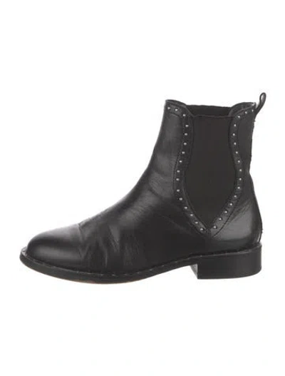 Pre-owned Rebecca Minkoff Leather Studded Accents Chelsea Boots In Black