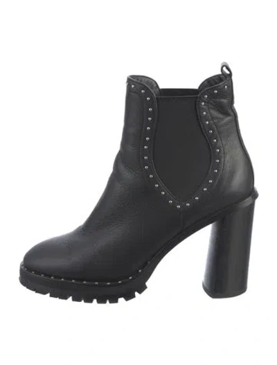 Pre-owned Rebecca Minkoff Leather Studded Accents Chelsea Boots In Black