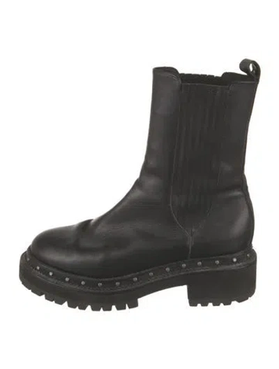Pre-owned Rebecca Minkoff Leather Studded Accents Combat Boots In Black