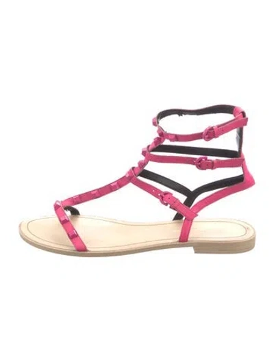 Pre-owned Rebecca Minkoff Leather Studded Accents Gladiator Sandals In Pink