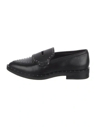 Pre-owned Rebecca Minkoff Leather Studded Accents Loafers In Black