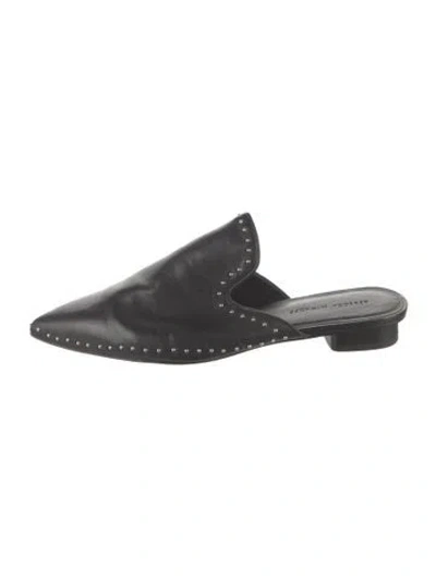 Pre-owned Rebecca Minkoff Leather Studded Accents Mules In Black