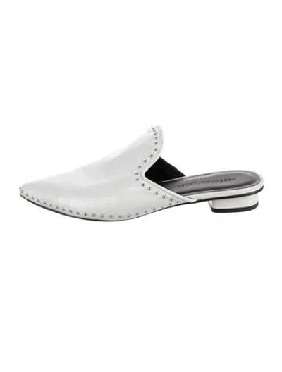 Pre-owned Rebecca Minkoff Leather Studded Accents Mules In White