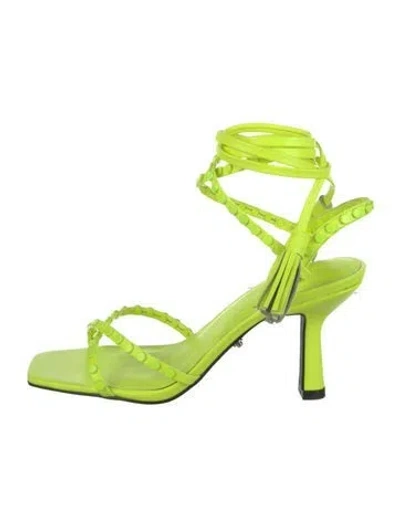 Pre-owned Rebecca Minkoff Leather Tassel Accents Sandals In Yellow