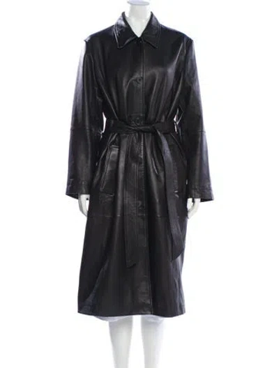 Pre-owned Rebecca Minkoff Leather Trench Coat In Gray