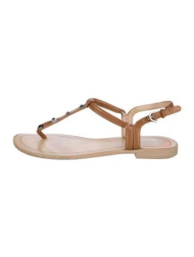 Pre-owned Rebecca Minkoff Leather T-strap Sandals In Neutral
