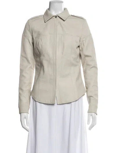 Pre-owned Rebecca Minkoff Leather Utility Jacket In Neutral