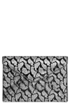 Rebecca Minkoff Leo Metallic Print Envelope Clutch In Black/silver