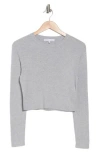 Rebecca Minkoff Leona Long Sleeve Crop T-shirt In Heather Grey