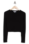 Rebecca Minkoff Leona Long Sleeve Crop T-shirt In True Black