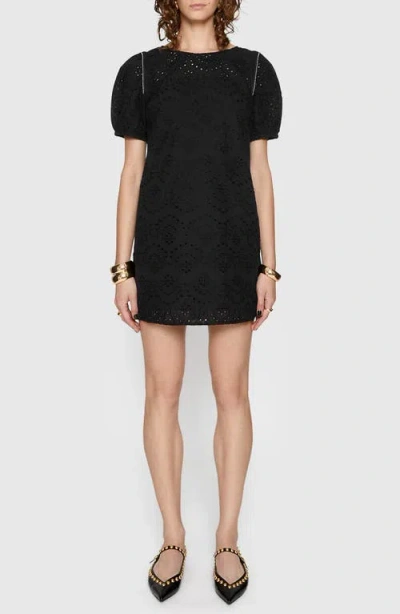 Rebecca Minkoff Lincoln Eyelet Minidress In True Black