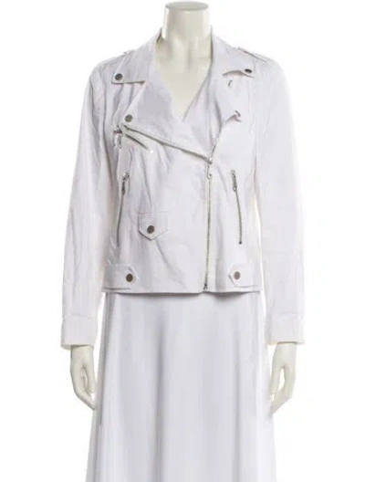Pre-owned Rebecca Minkoff Linen Biker Jacket In White