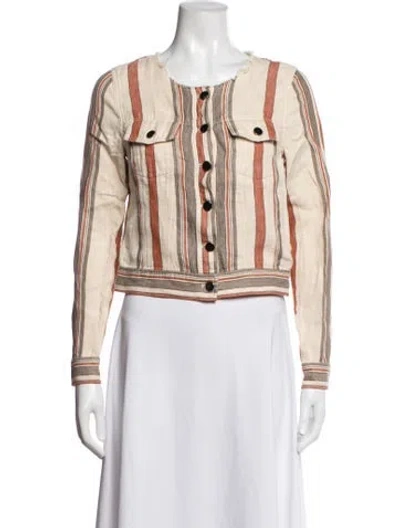 Pre-owned Rebecca Minkoff Linen Striped Denim Jacket In Neutrals