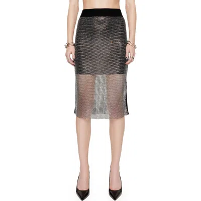 Rebecca Minkoff Lizzy Metallic Mesh Skirt In Clear Crystal