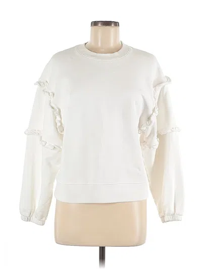 Pre-owned Rebecca Minkoff Long Sleeve Top White Ruffles Neckline Tops