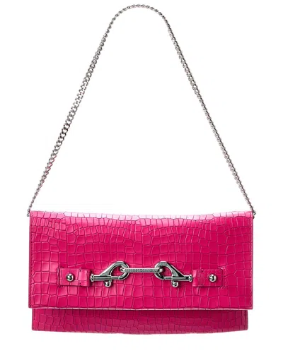 Rebecca Minkoff Lou Croc-embossed Leather Clutch In Pink