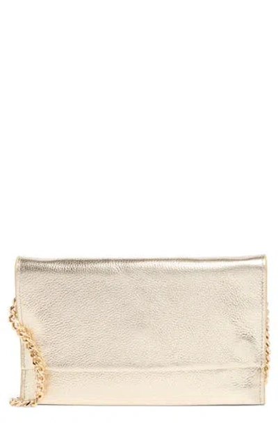 Rebecca Minkoff Lou Metallic Leather Convertible Clutch In Champagne