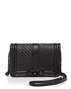 Rebecca Minkoff Love Chevron Quilt Small Leather Crossbody In Black/black