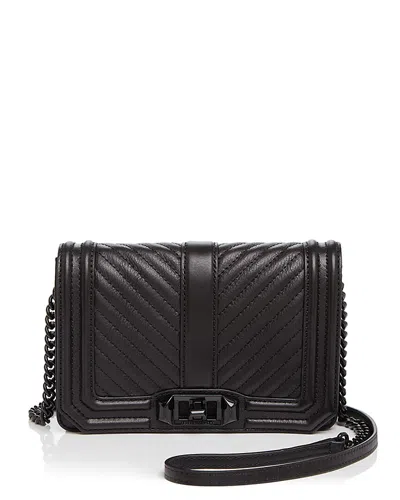 Rebecca Minkoff Love Chevron Quilt Small Leather Crossbody In Black/black