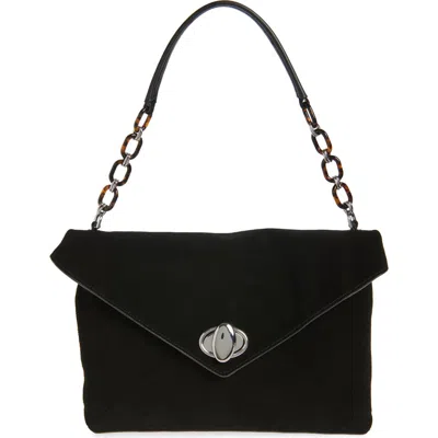 Rebecca Minkoff Love Note Suede Shoulder Bag In Black