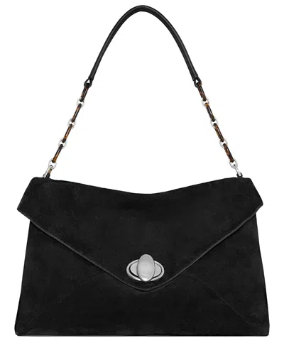 Rebecca Minkoff Love Note Suede Shoulder Bag In Black
