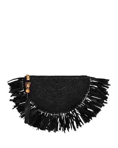 Rebecca Minkoff Lucia Small Raffia Clutch In Black