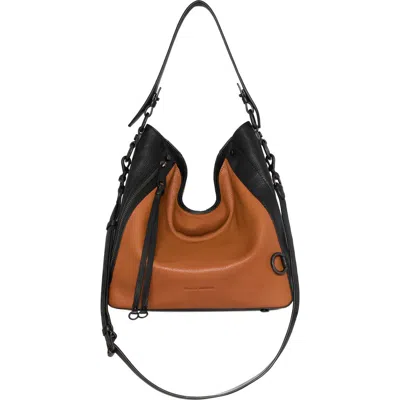 Rebecca Minkoff Mab Colorblock Leather Hobo Bag In Caramello/black