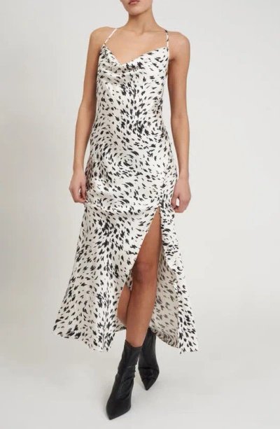 Rebecca Minkoff Madison Cowl Neck Sleeveless Maxi Dress In Animal Swirl Print