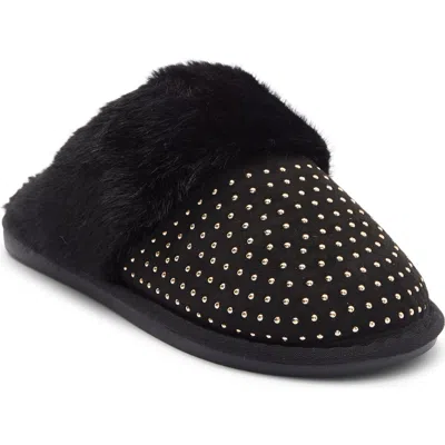 Rebecca Minkoff Marni Faux Fur Trim Scuff Slipper In Black