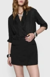 Rebecca Minkoff Mckenna Draped Long Sleeve Minidress In True Black