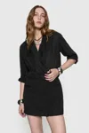 Rebecca Minkoff Mckenna Draped Long Sleeve Minidress In True Black
