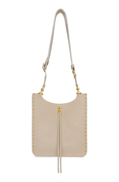 Rebecca Minkoff Darren Feed Medium Studded Leather Shoulder Bag In Stone