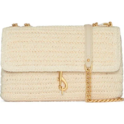 Rebecca Minkoff Medium Edie Woven Convertible Crossbody Bag In Porcelain