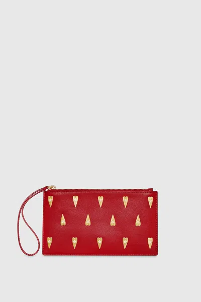 Rebecca Minkoff Medium Heart Studded Pouch In Chili