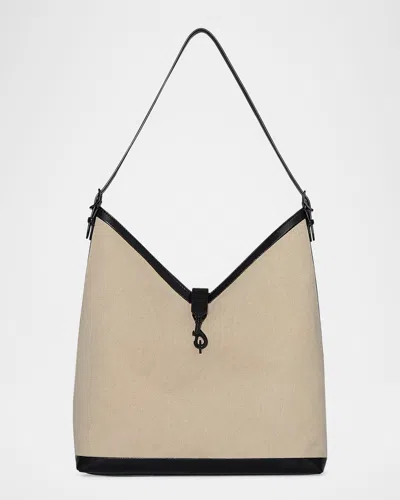 Rebecca Minkoff Megan Canvas Hobo Bag In Naturalblack