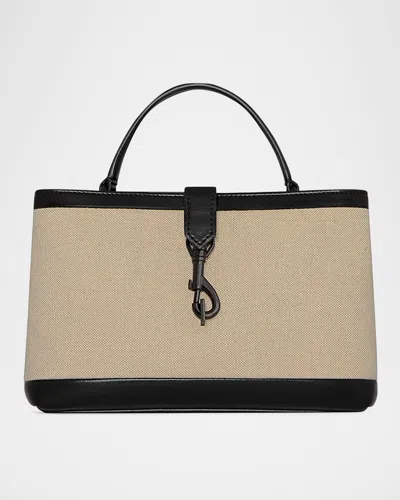 Rebecca Minkoff Megan Canvas Top-handle Bag In Naturalblack