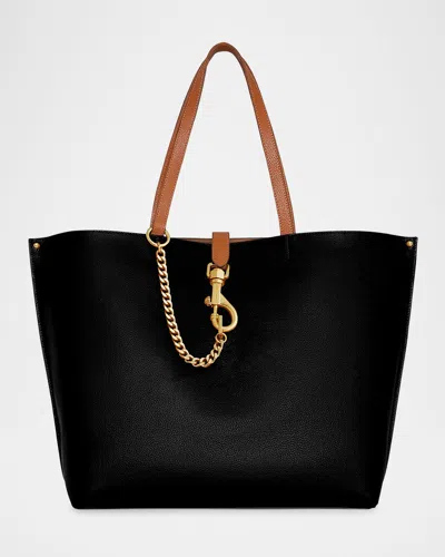 Rebecca Minkoff Megan Large Colorblock Leather Tote Bag In Blackcaramello