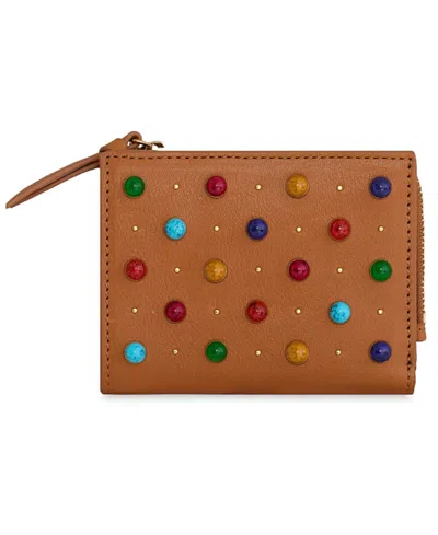 Rebecca Minkoff Megan Slim Mini Cabachon Studs Wallet In Brown