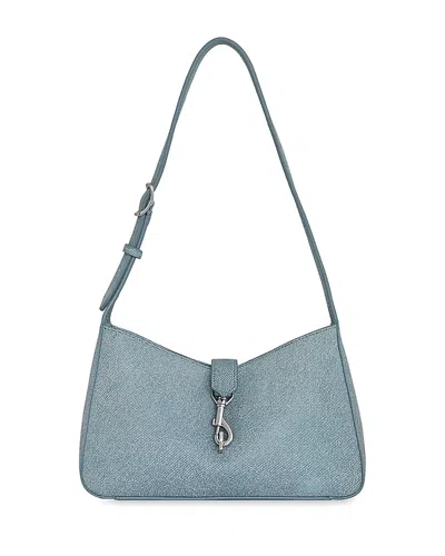 Rebecca Minkoff Megan Small Denim Look Leather Shoulder Bag In Blue