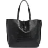 Rebecca Minkoff Megan Soft Croc Embossed Leather Tote Bag In Black