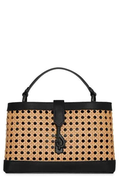 Rebecca Minkoff Megan Top Handle Tote With Caning In Natural/black
