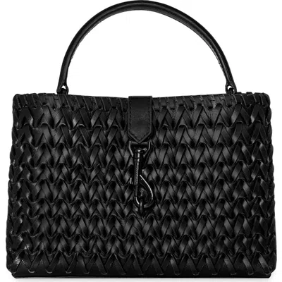 Rebecca Minkoff Megan Woven Leather Top Handle Bag In Black
